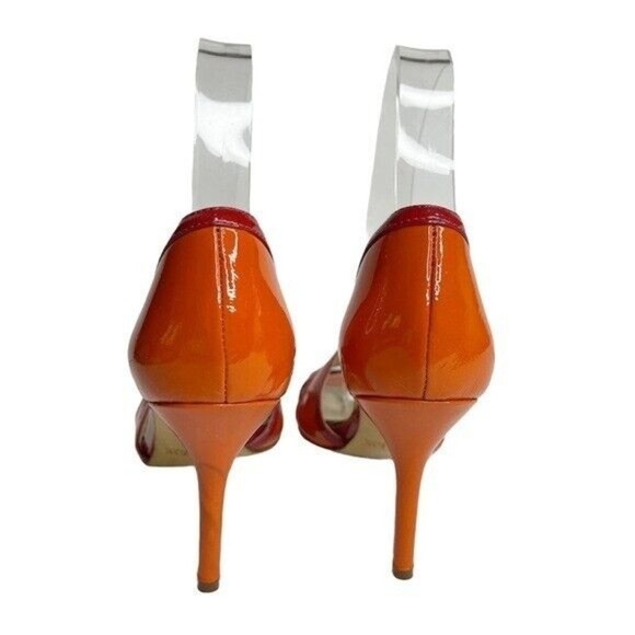 Women D Orsay  Orange Patent Leather Heels Sz 7 1/2 M Andrew Stevens - Picture 6 of 13